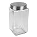 Home Basics 4 Piece Square Glass Canisters with Stainless Steel Airtight Screw On Lid