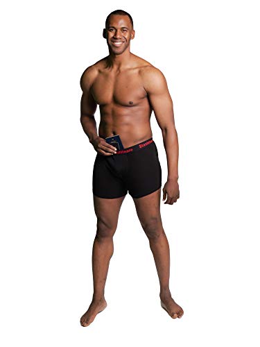 Stashitware XL Black/Logo Secret Pocket Underwear, Boxer Brief, 100% Cotton.
