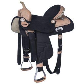 ME Enterprises Synthetic Western Adult Horse Saddle Tack Barrel Racing, Free Matching Headstall, Breast Collar, Reins & Saddle Pad Size 14″ to 18″ Inches Seat Available (16.5″ Inches Seat, Peach)