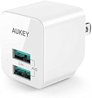 AUKEY USB Wall Charger, ULTRA COMPACT Dual Port 2.4A Output & Foldable Plug for iPhone X / 8 / 7 / Plus, iPad Pro / Air 2 / Mini 4, Samsung and More