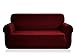 CHUN YI Stretch Sofa Slipcover 1-Piece Couch Cover, Seater Settee Coat Soft with Elastic Bottom, Checks Spandex Jacquard Fabric, Large, Wine