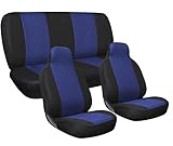 Motorup America Auto Seat Cover Full Set - Fits Select Vehicles Car Truck Van SUV - Blue & Black