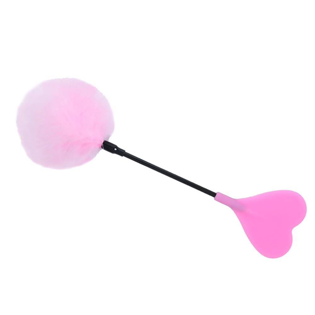 JIHUOO Horse Riding Crop Whip Feather Cleaning Duster Feather Teaser Wand Slapper Paddle Equestrian Crops Couples Games for Adults Pink