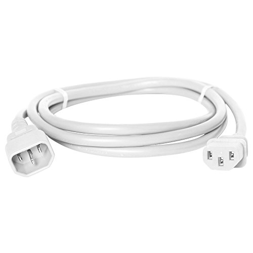 IEC Jumper Power Cord C14 to C13 - White, 8 Foot, 15A/250V, 14/3 AWG - Iron Box Part # IBX-2808-08