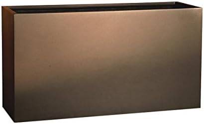 PurePots Divider Cuboid 2410, Large Rectangle Modern Planter Box - Indoor &amp; Outdoor| Hand Crafted Commercial Grade Fiberglass | UV Resistant Paint (Metallic Bronze/ No Drainage Hole(s)/ Large)