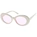 zeroUV - White Bold Retro Oval Mod Thick Frame Sunglasses Clout Goggles with Round Colored Lens 51mm (White/Light Pin)