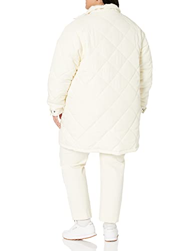 AMAZON ESSENTIALS WOMEN’S RELAXED-FIT RECYCLED POLYESTER MID LENGTH PUFFER COAT (AVAILABLE IN PLUS SIZE) (PREVIOUSLY AMAZON AWARE), IVORY, X-LARGE