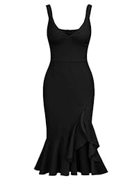 Vestido acampanado sin mangas con volantes y cuello en V sin mangas para mujer