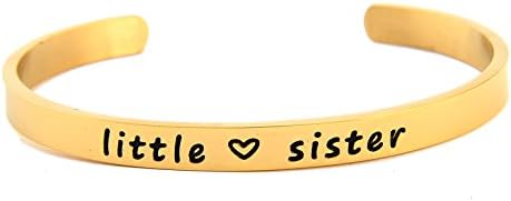 Liuanan 3pcs Sister Love infinity Cuff Bangle, Personalise Stainless Steel Bridesmaid Friendship Bracelets Gift for Family Women Girl (Gold-Lit Sis)