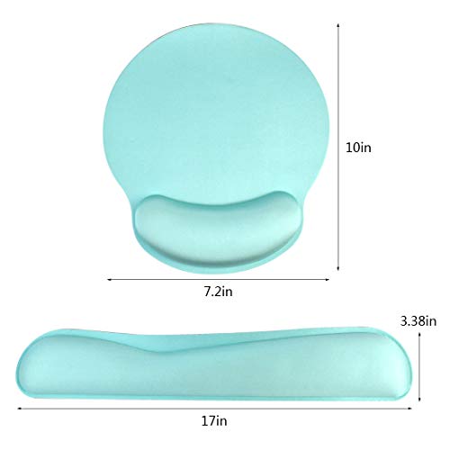Keyboard Wrist Rest Pad Mouse Pad, Memory Foam, Rest Pads Sets for Comfortable Typing & Wrist Pain Relief, Anti-Slip Rubber Base (Green) - Thumbnail 2