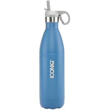 ICONIQ Stainless Steel Vacuum Insulated Water Bottle with Pop Up Straw Cap | 25 Ounce | Navy Blue