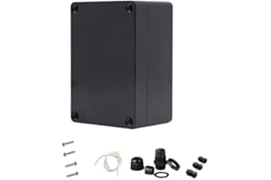 LHAZEMU Project Box for Electronics -Electrical Enclosure, Junction Box ABS Plastic Dustproof Waterproof IP65, with 4 PCS M16 Cable Glands Black (7.87 x4.72 x2.95 inch (200x120x75 mm))