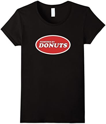 Womens Powered By Donuts Funny Racing T-Shirt For Doughnut Lovers Large Black