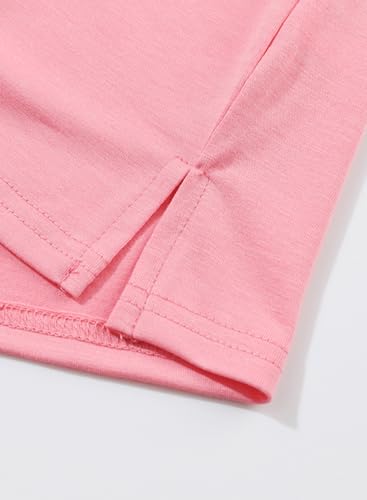 BLIBEAN JUNIOR GIRLS TEE SHIRT YOUNG KIDS SUMMER BLOUSE CUTE SHORT SLEEVE DRESSY TUNIC TOP AGE 12T-13T (SIZE 12-13 YEAR) BLUSH PINK