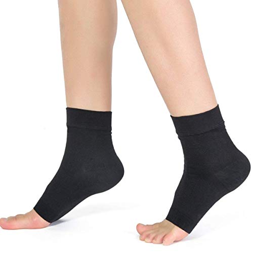 Ankle Support Compression Sleeve Brace Sprain Gym Socks Foot Protector 1Pair (Color : BlackM)