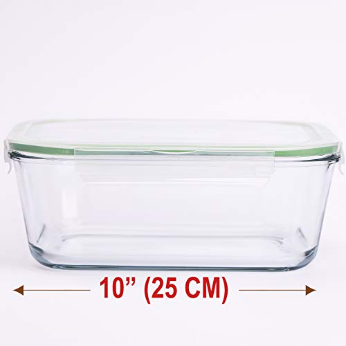 112 Oz 14 Cup Large Glass Food Storage Containers with Lids Airtight Set 3.3 L Family Size Extra