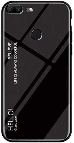 Phone Case, Honor 9 Lite Case, Tempered Glass Back Cover Scratch-Resistant + Shockproof Soft TPU Bumper 9 Lite/Honor 9 Youth Edition 5.65" -Black