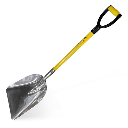 Plexon Metal Snow Shovel for Driveway 12" Blade - Heavy Duty Snow