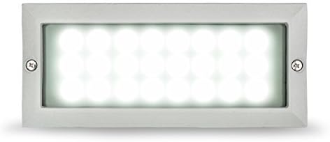 Modern LED Outdoor Silver/Grey Aluminium & Frosted Glass Brick Light - IP54 Rated (White LED)