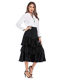 Falda larga para dama (elástica, cintura vintage, faldas largas)