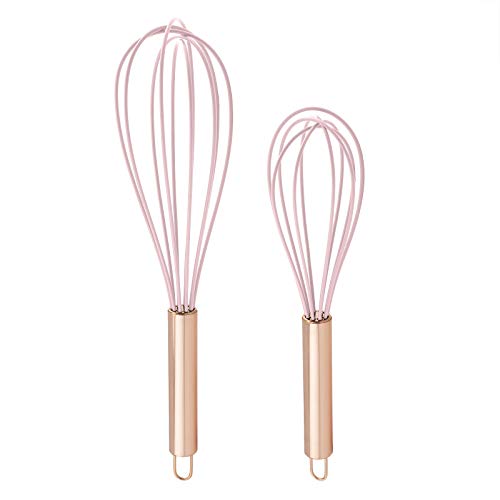 COOK WITH COLOR Silicone Whisks for Cooking, Stainless Steel Wire Whisk