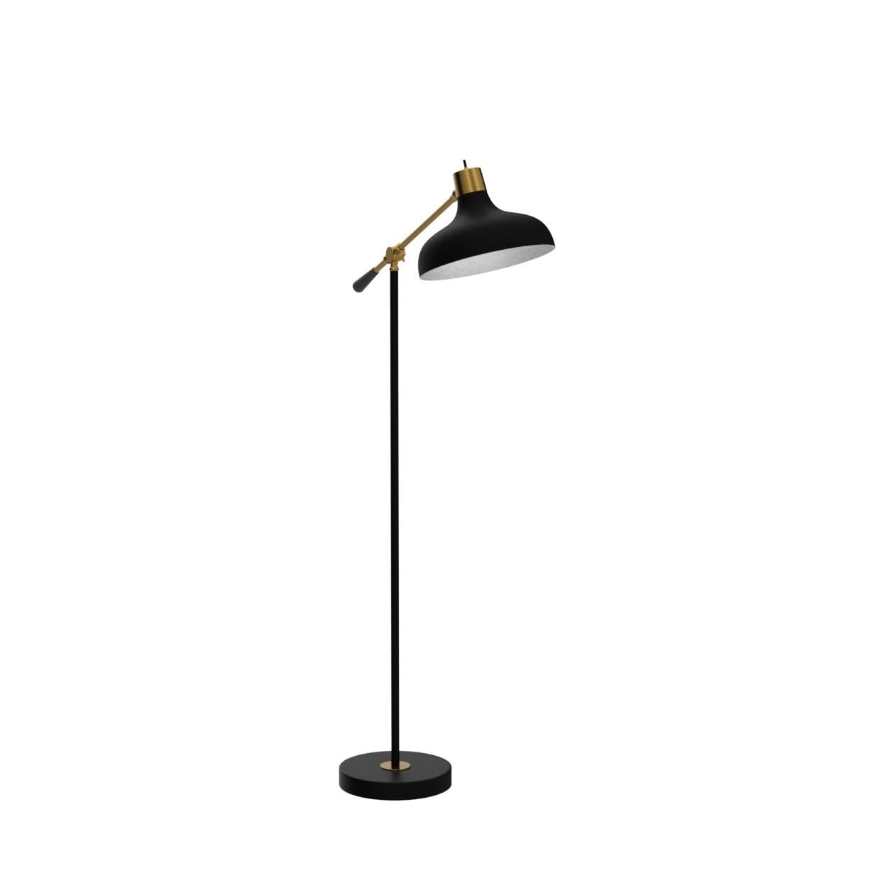 Brightech Wyatt 60 in. Classic Black Industrial 1-Light Height Adjustable LED Floor Lamp with Black Metal Bowl Shade FL-WYT-BLK