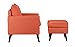 Mid-Century Modern Living Room Large Accent Chair with Footrest/Storage Ottoman (Orange)