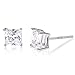 Square Princess Cut 5mm white Cubic Zirconia .925 Sterling Silver Basket Setting Unisex Stud Earrings