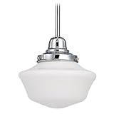 8-Inch Retro Style Schoolhouse Mini-Pendant Light in Chrome Finish