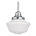 8-Inch Retro Style Schoolhouse Mini-Pendant Light in Chrome Finish