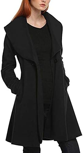 Palazen Women Elegant Big Lapel Collar Slim Fit Swing Trench Coat Overcoat with Pockets, S-XXXL