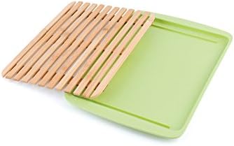 Peterson Housewares Cutting Board with Bamboo Fiber Tray, Large, Green