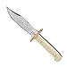 Bear & Son Cutlery Smooth Bone Baby Bowie Knife with Leather Sheath, White, 6 1/2