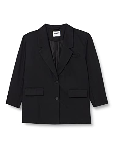 NOISY MAY Blazer Oversized mit Taschen Eleganter Basic Cardigan Plus Size Business Jacke Curvy NMMILLA, Farben:Schwarz,Größe Damen:44