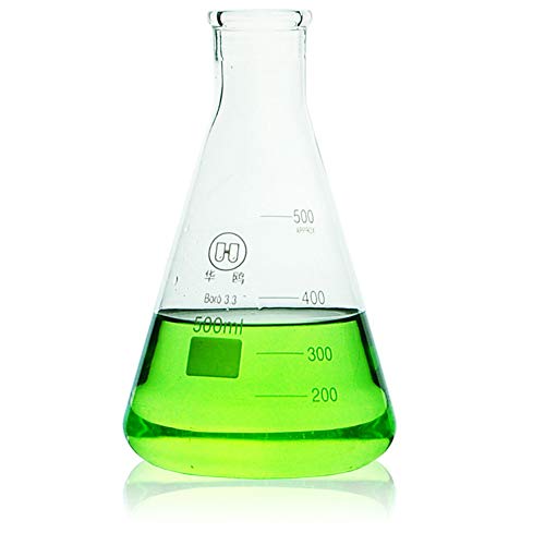 Deschem 500ml,Lab Glass Erlenmeyer Flask,Laboratory Conical Bottle,Normal Neck,Narrow Mouth - Thumbnail 2