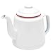 Enamelware Teapot, 1.6 quart, Vintage White/Red