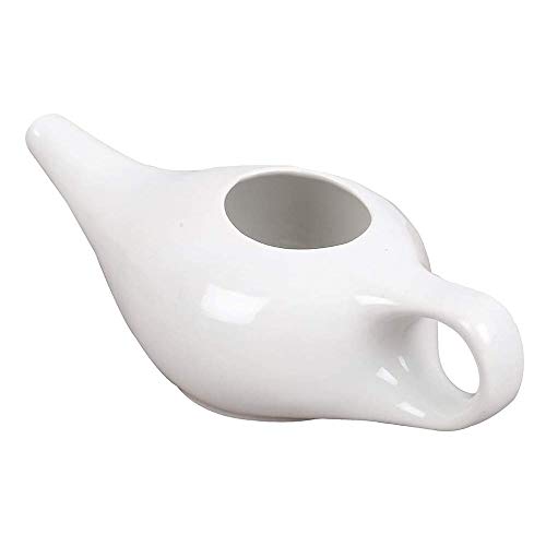 SoulGenie Classico Leak Proof Durable Ceramic Neti Pot - Comfortable Grip - Microwave and Dishwasher Friendly - White