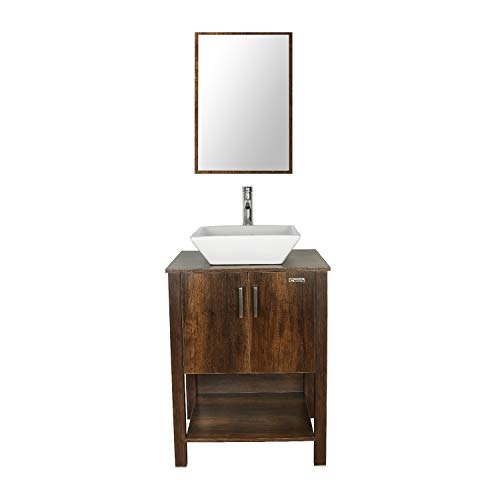 eclife 24” Bathroom Vanity Sink Combo Brown Modern Stand