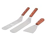 Onlyfire Stainless Steel Scraper Tools And Spatula With Riveted Smooth Wood Handle Fits For Teppanyaki Grills,Griddle, Blackstone Grill, Pizza Stone/Peel, Camp Chef Flat Top Grill And Other