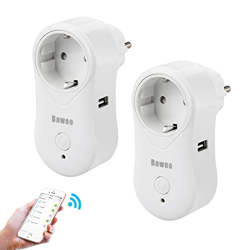 Enchufe-Inteligente-WiFi-Inalmbrico-2-Pack-Bawoo-Smart-Socket-Interruptor-APP-Control-Remoto-y-Temporizador-Programador-Wi-Fi-Plug-con-Puerto-USB-Compatibles-con-IOS-y-Android-Amazon-Alexa