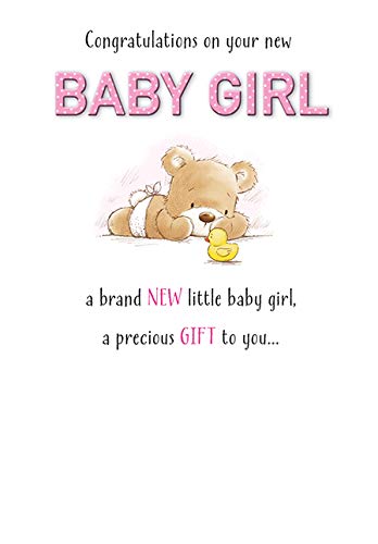 Piccadilly Greetings Cute Baby Card Baby Girl - 7 x 5 inches