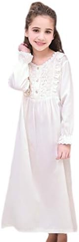Horcute Girls Cotton Long Sleeve Princess Nightshirts Pajamas Nightgown
