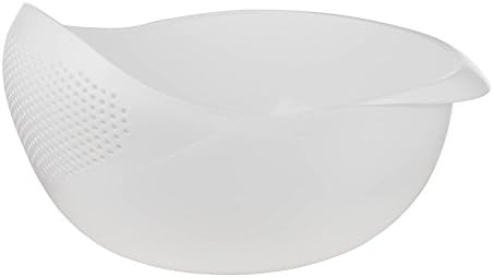 Multi-Function Colander - Multipurpose Prep Bowl with integrated colander/ Mixing Bowl/Rice Washer and Strainer/ Quinoa Strainer (Small(9inch), White)