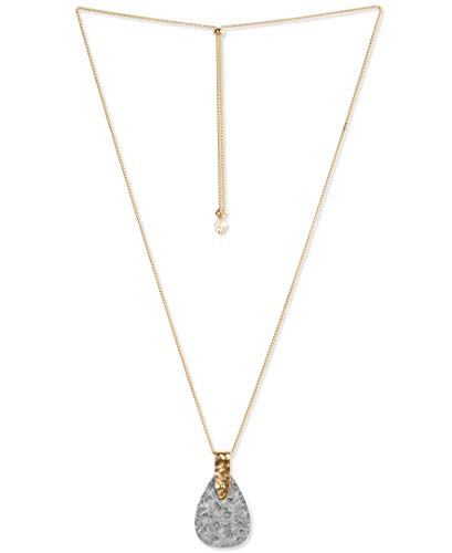 Lucky Brand Collar con colgante de paleta de dos tonos, dos tonos, talla única (JWEL4901)