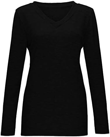 T Shirts for Women,Women's Loose Plus Size Solid Long Sleeve V-Neck Pullover Tops Shirt