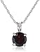 Amazon Collection Sterling Silver Round Garnet Pendant Necklace