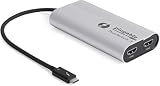 Plugable Thunderbolt 3 to Dual HDMI 2.0 Display Adapter Compatible with MacBook Pro Systems (201987), and Dell XPS. Project or Stream to Up to 2X 4K 60Hz Monitors (Thunderbolt 3 Certified)
