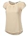 Doublju Cap Sleeve Loose Fit Pleated Woven Crepe Blouse Top For Women