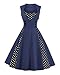 Killreal Women's Sexy A-Line Sleeveless Casual Cocktail Vintage Dress with Polka Dot Print Dark Blue Medium