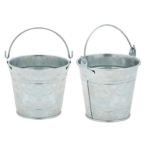 6 Pack Small Galvanized Metal Buckets with Handles, Mini Tin Pails for